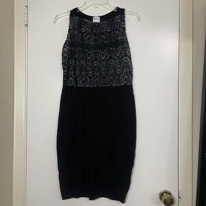 RED Valentino black knit lace overlay sleeveless bodycon dress size Medium